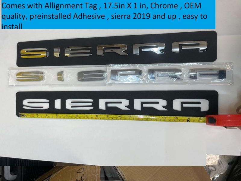 1-PC Sierra Badge Emblem in Chrome Finish for GMC Yukon & Sierra 2019-2024 Models - Suitable for Doors and Tailgate - Fits 1500, 2500HD, and 3500HD Models